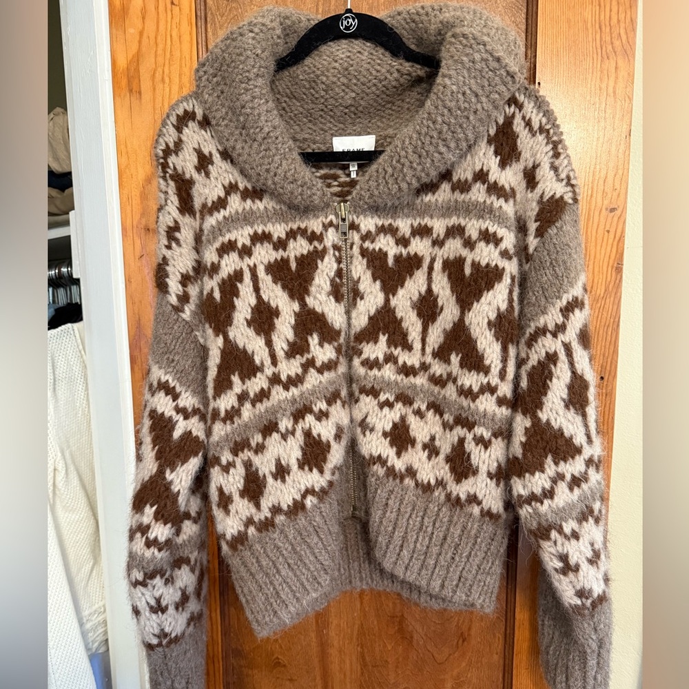 FRAME Alpaca Wool Zip Cardigan - XS